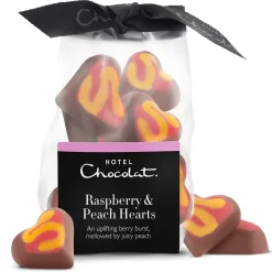 Raspberry & Peach Chocolate Hearts Ribbon Bag
